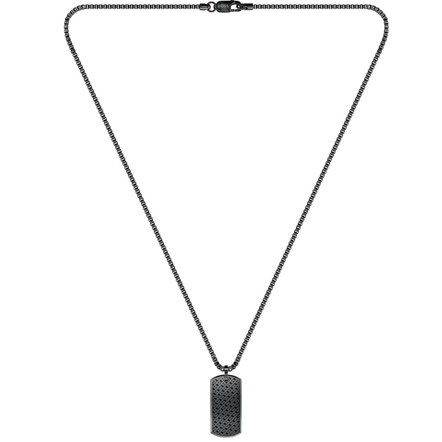 BOSS Devon Two Tone Tag Necklace Black | Mainline Menswear
